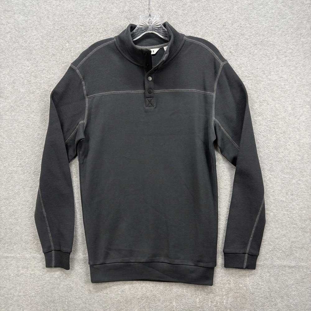 ROWM Sweater Shirt Men Small Grey Golf Casual Basic Henley 1/4 Snap T Sweatshirt